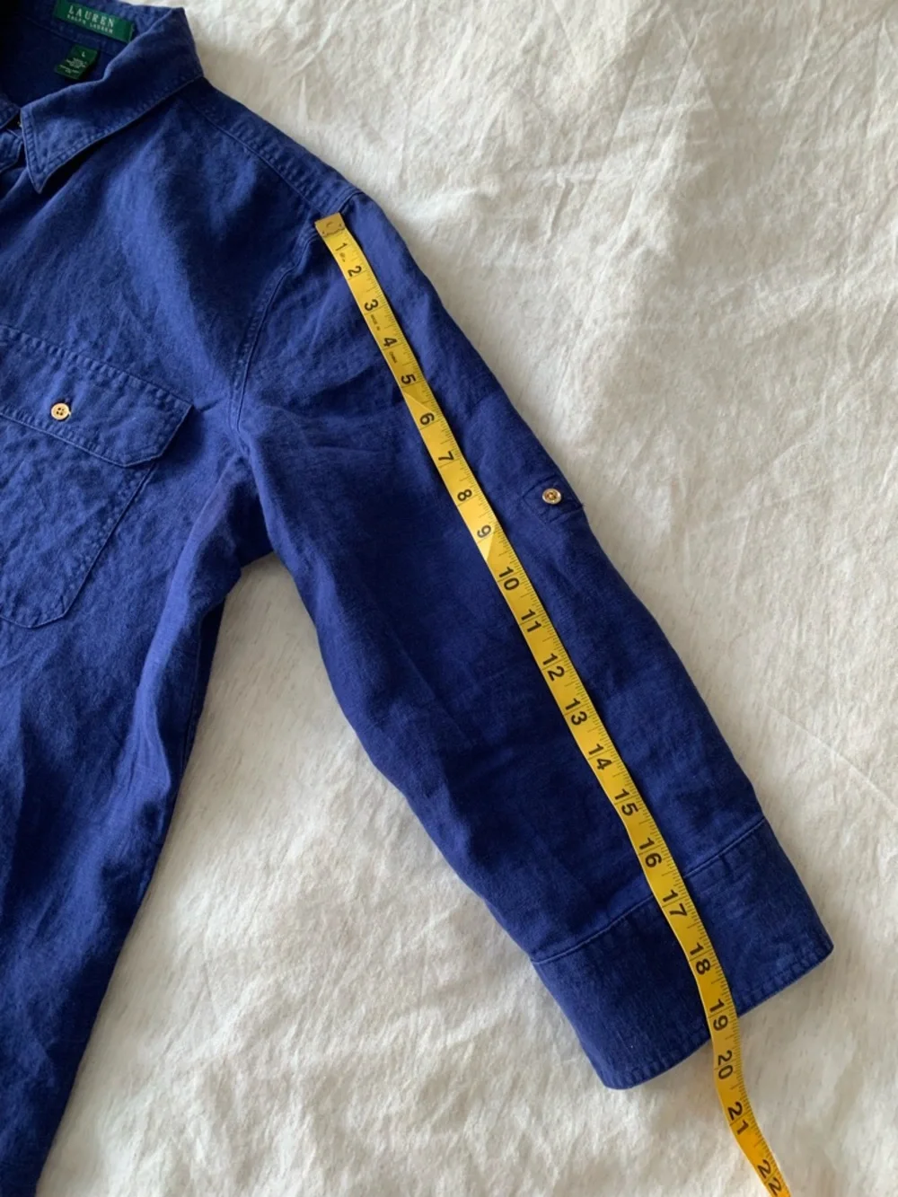 Lauren Ralph Lauren Deep Blue Casual Button-Down Shirt - Picture 10 of 12